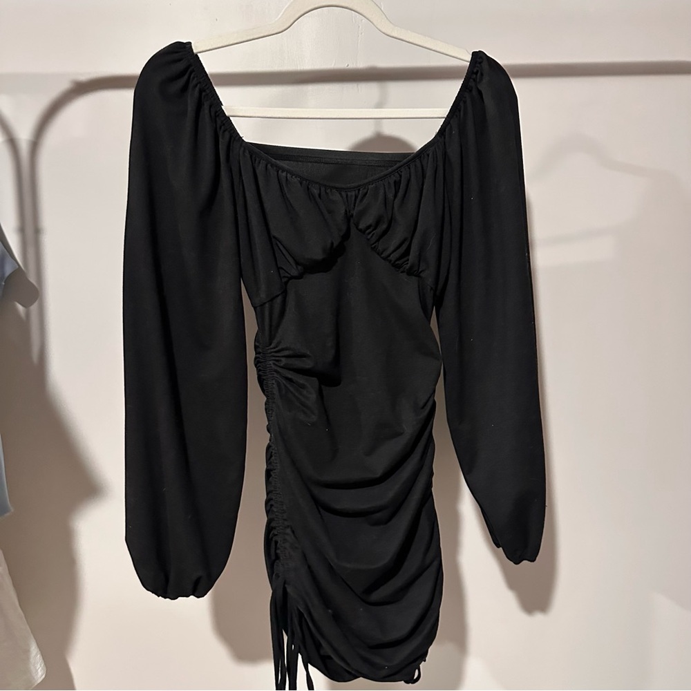 ❤️SHEIN Elegant Black Ruched Dress